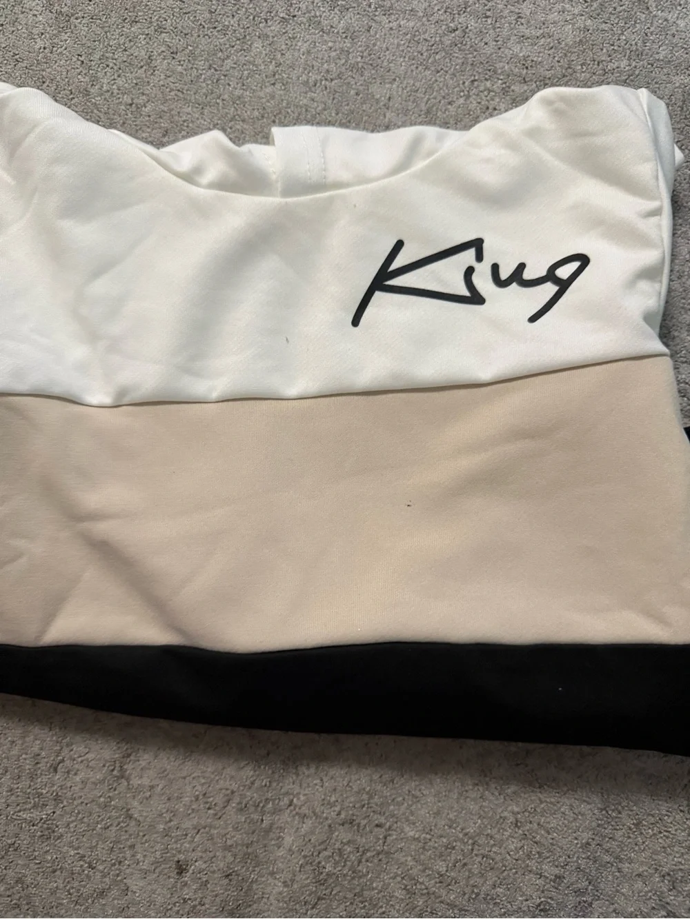 Colorblock Hooded Sweatshirt with Script Logo - Black, Cream, White